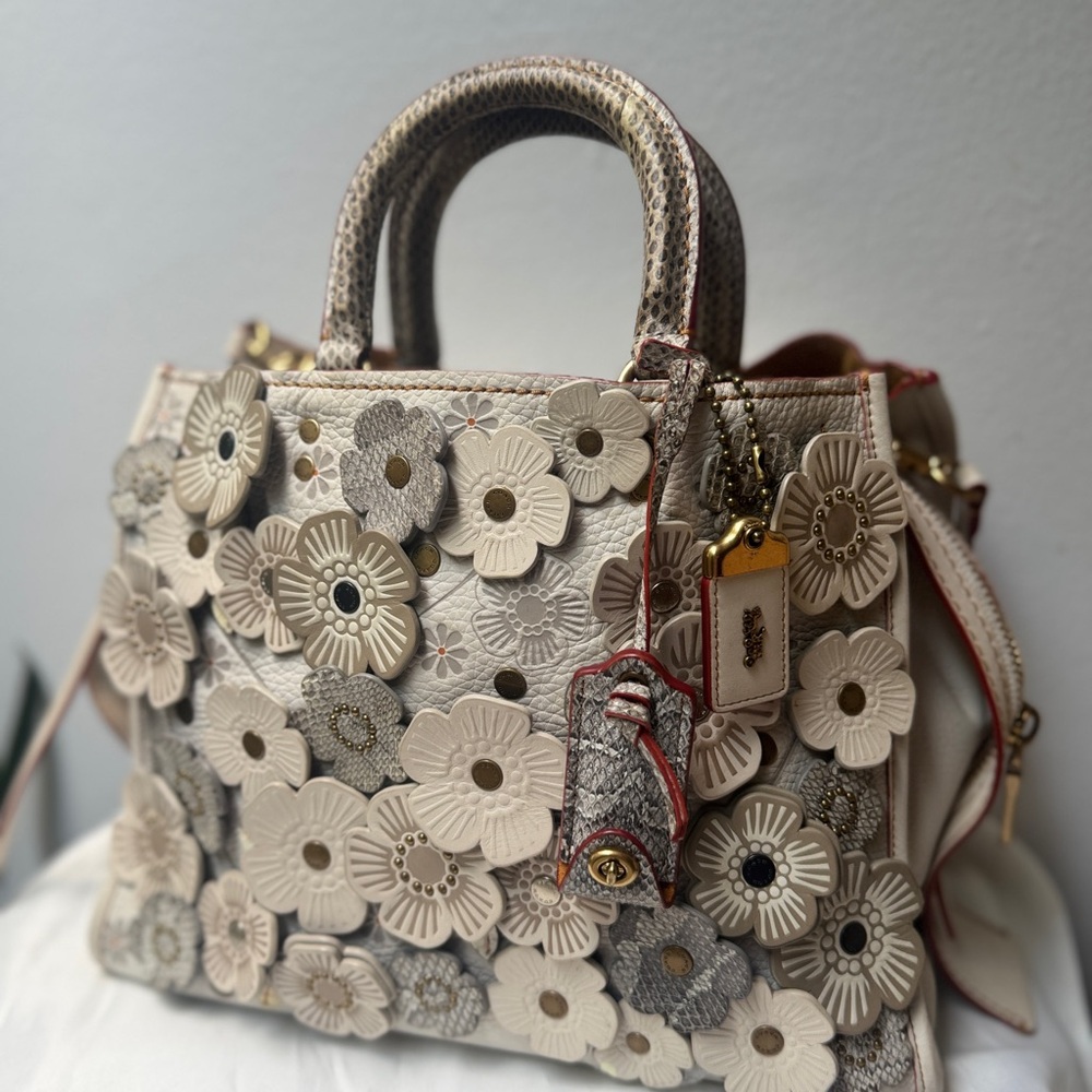 Coach Snakeskin  Rogue Bag Tea Rose 58964 & Wallet